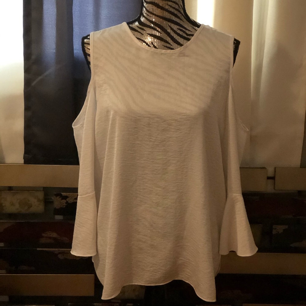 White silk w/ shoulders cut-out  shirt size large